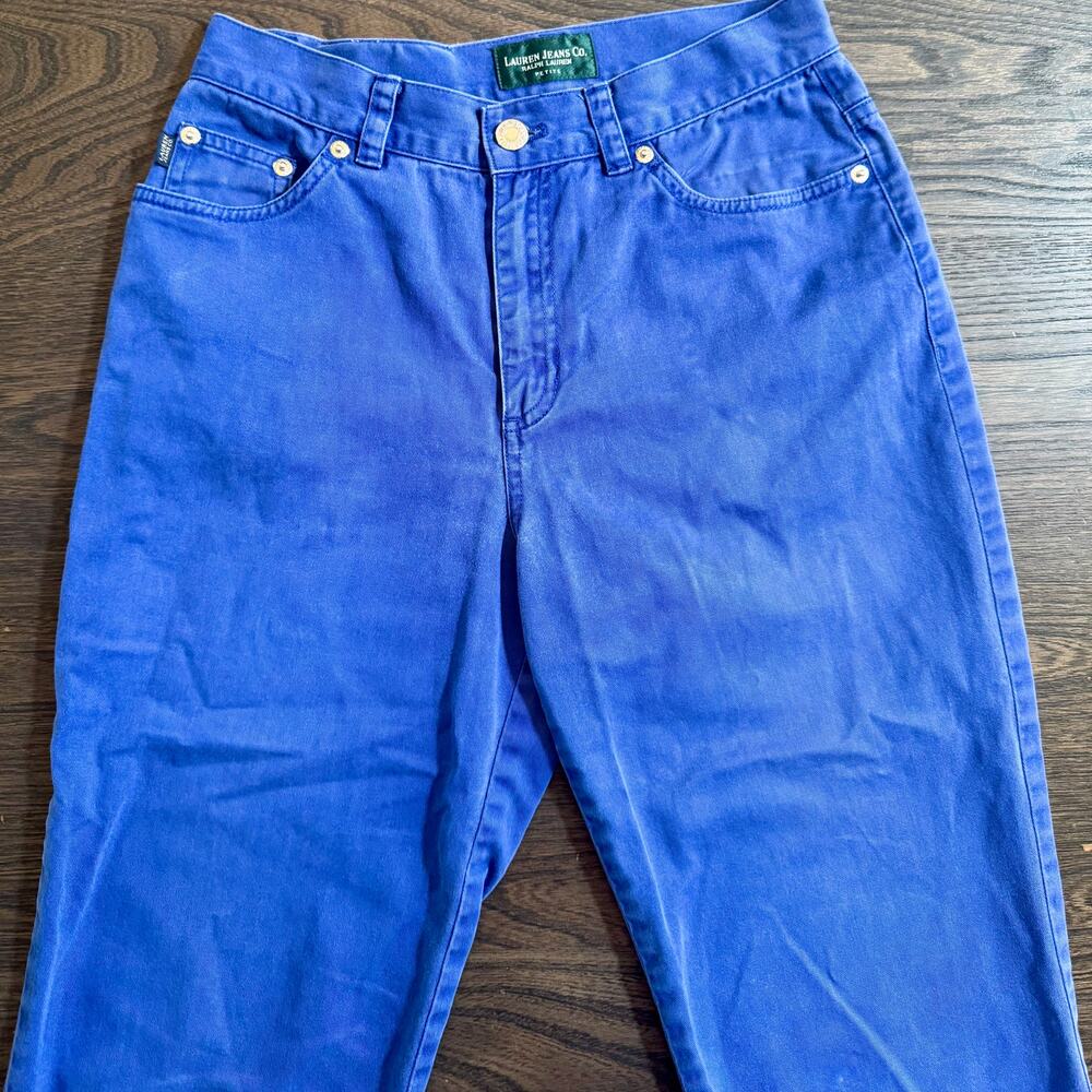 Lauren Jeans Co Ralph Lauren Blue Capri Pants Womens 4P Petite Cotton - Picture 3 of 6
